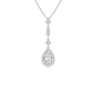 7x5mm FGVS Lab-Grown Diamond Teardrop Pendant with Diamond Accents in White Gold