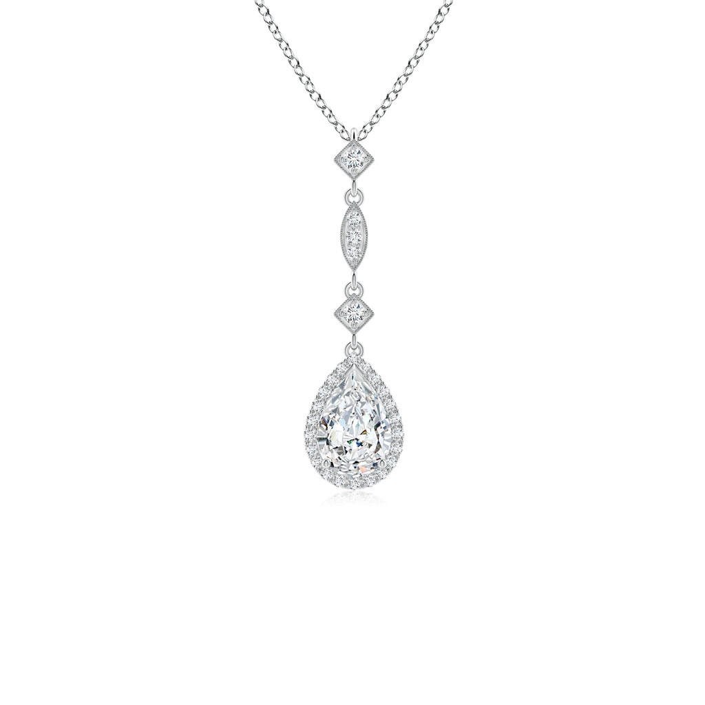 7x5mm FGVS Lab-Grown Diamond Teardrop Pendant with Diamond Accents in White Gold