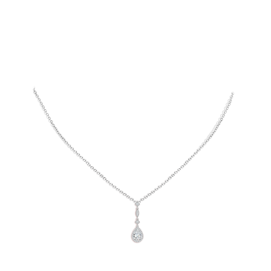 7x5mm FGVS Lab-Grown Diamond Teardrop Pendant with Diamond Accents in White Gold pen