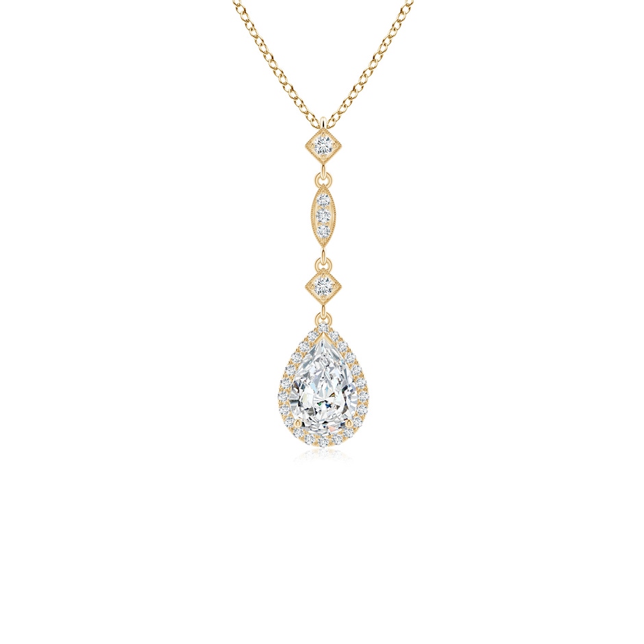 7x5mm FGVS Lab-Grown Diamond Teardrop Pendant with Diamond Accents in Yellow Gold 
