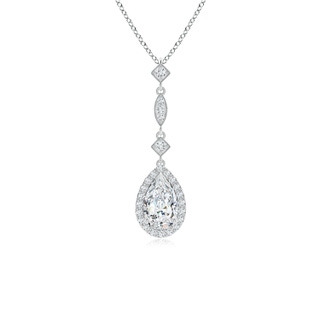 8x5mm FGVS Lab-Grown Diamond Teardrop Pendant with Diamond Accents in White Gold