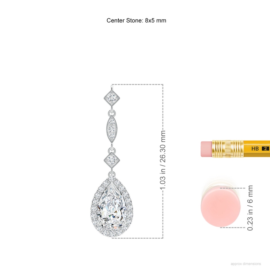 8x5mm FGVS Lab-Grown Diamond Teardrop Pendant with Diamond Accents in White Gold ruler