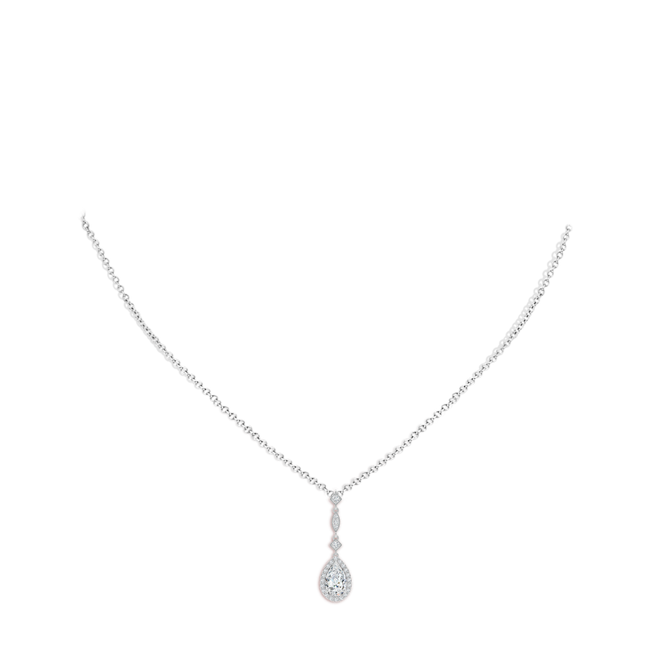 8x5mm FGVS Lab-Grown Diamond Teardrop Pendant with Diamond Accents in White Gold pen