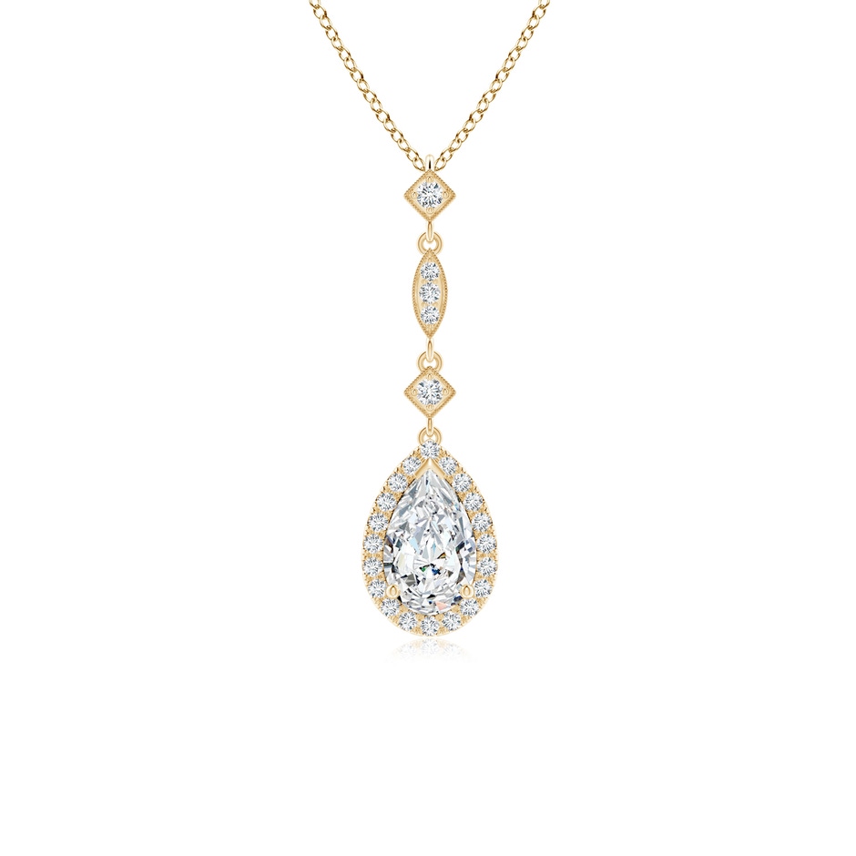 8x5mm FGVS Lab-Grown Diamond Teardrop Pendant with Diamond Accents in Yellow Gold 