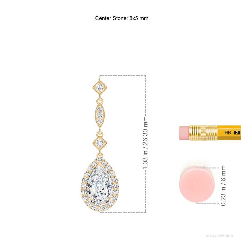 8x5mm FGVS Lab-Grown Diamond Teardrop Pendant with Diamond Accents in Yellow Gold ruler