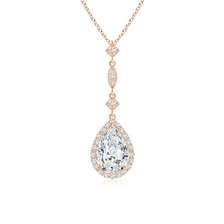 9x6mm FGVS Lab-Grown Diamond Teardrop Pendant with Diamond Accents in 9K Rose Gold