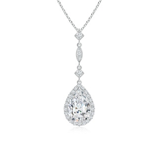 9x6mm FGVS Lab-Grown Diamond Teardrop Pendant with Diamond Accents in P950 Platinum