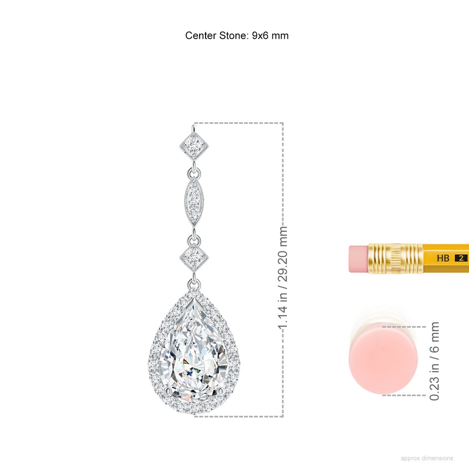 9x6mm FGVS Lab-Grown Diamond Teardrop Pendant with Diamond Accents in White Gold ruler