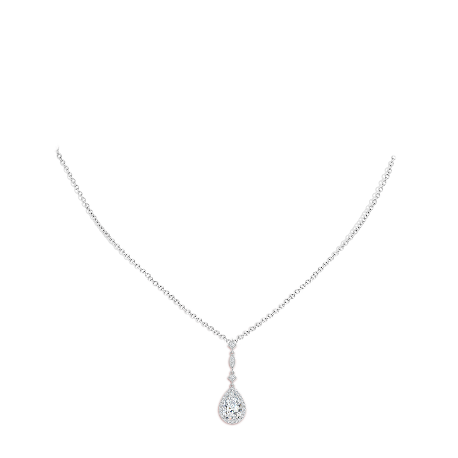 9x6mm FGVS Lab-Grown Diamond Teardrop Pendant with Diamond Accents in White Gold pen