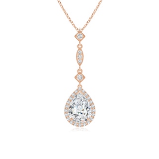 9x7mm FGVS Lab-Grown Diamond Teardrop Pendant with Diamond Accents in Rose Gold