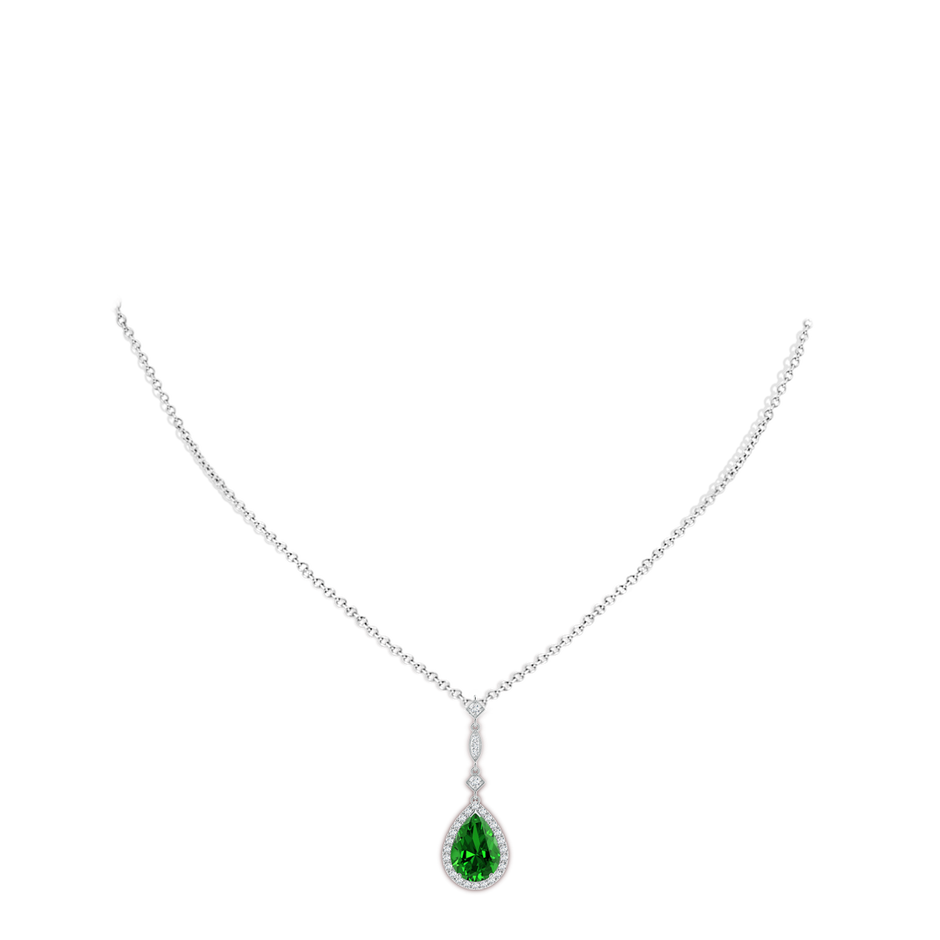 10x8mm Labgrown Lab-Grown Emerald Teardrop Pendant with Diamond Accents in P950 Platinum pen