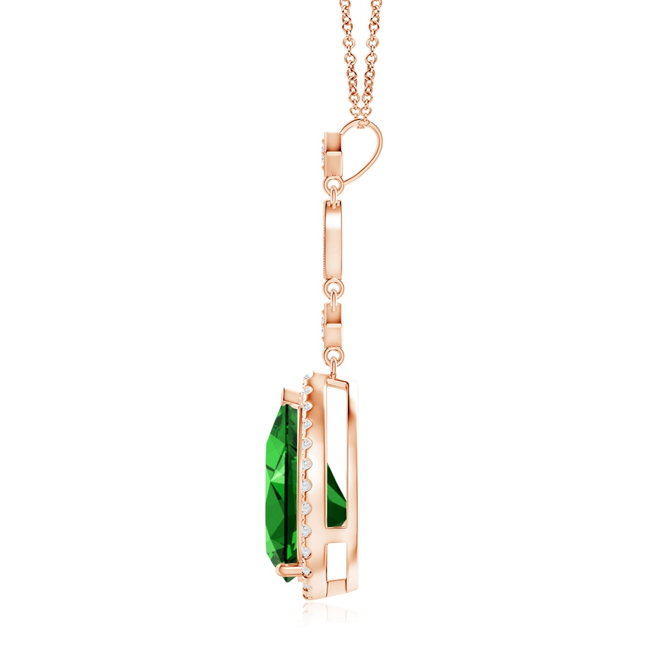 12x10mm Labgrown Lab-Grown Emerald Teardrop Pendant with Diamond Accents in Rose Gold side 199