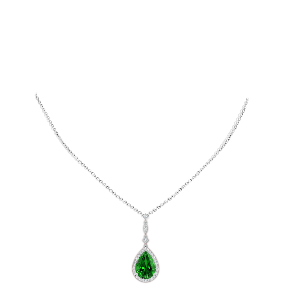 14x10mm Labgrown Lab-Grown Emerald Teardrop Pendant with Diamond Accents in P950 Platinum pen