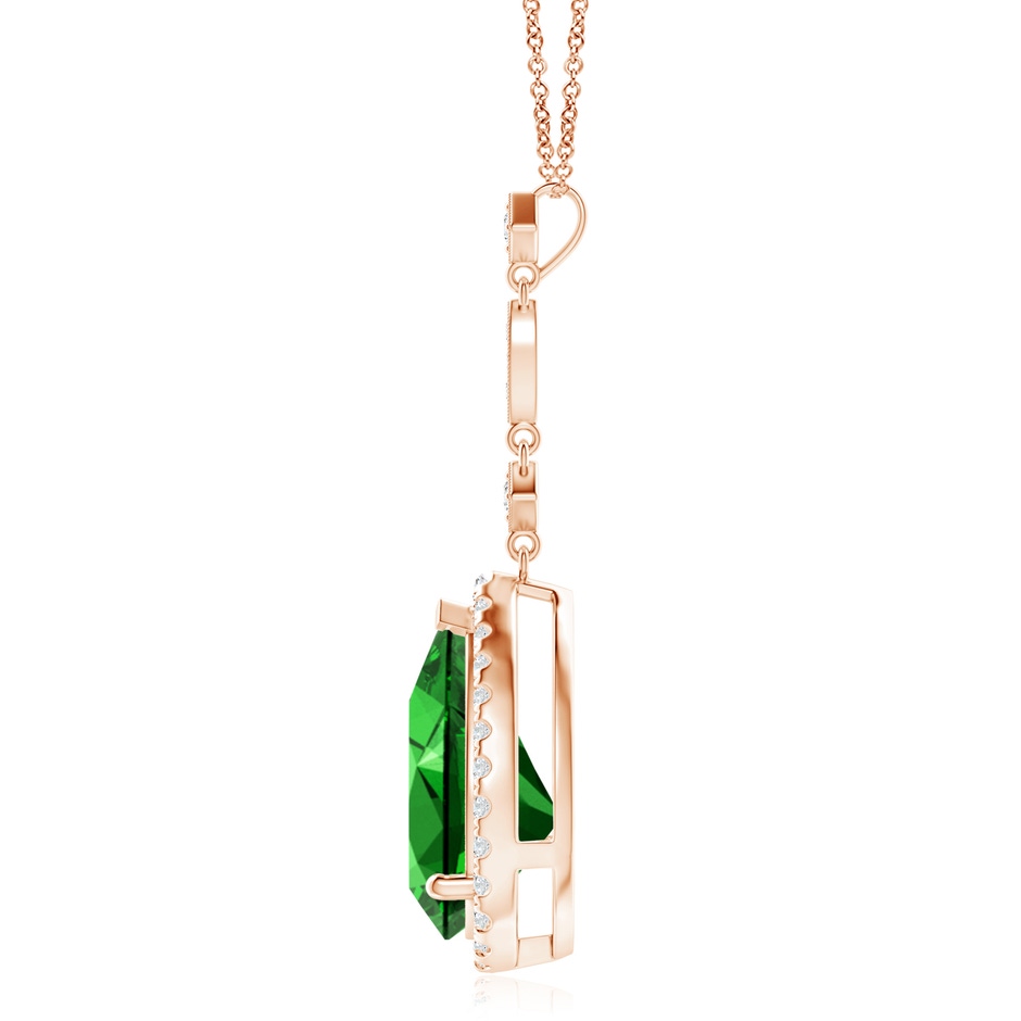 14x10mm Labgrown Lab-Grown Emerald Teardrop Pendant with Diamond Accents in Rose Gold side 199