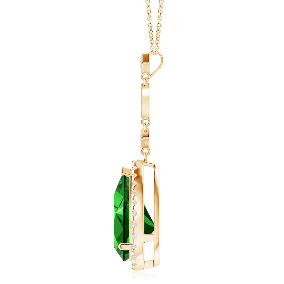 14x10mm Labgrown Lab-Grown Emerald Teardrop Pendant with Diamond Accents in Yellow Gold side 199
