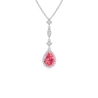 7x5mm Labgrown Lab-Grown Fancy Intense Pink Diamond Teardrop Pendant in P950 Platinum