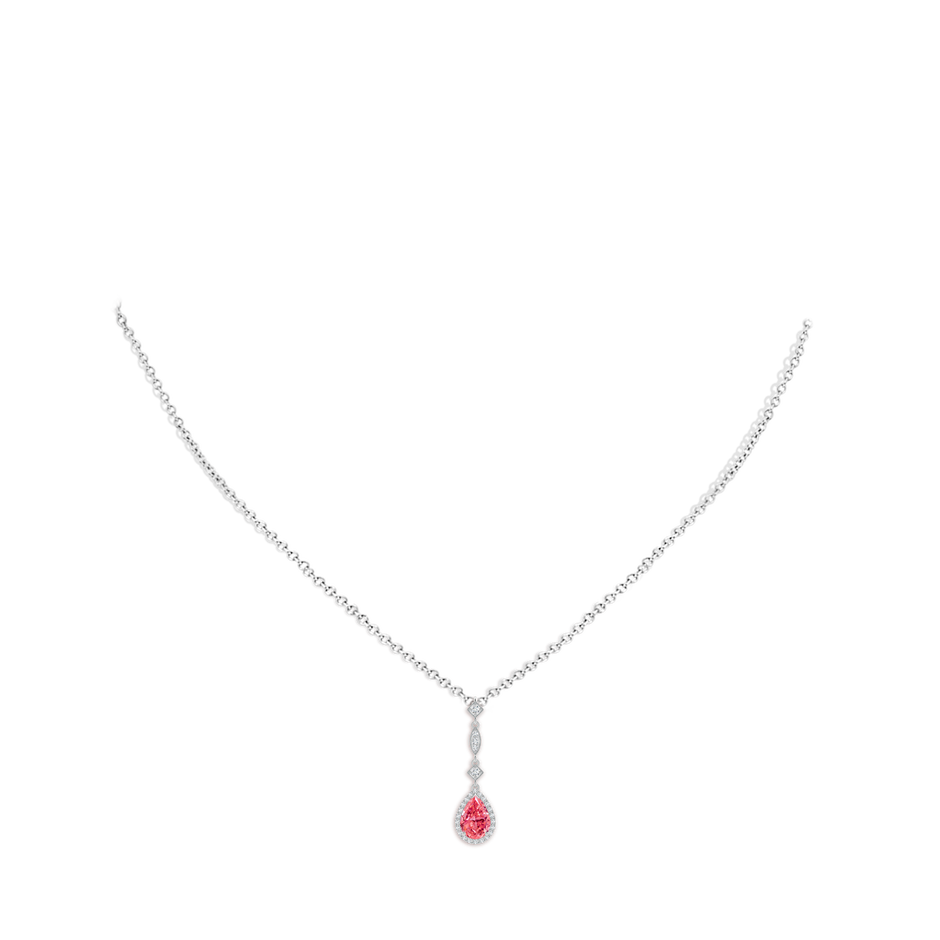 7x5mm Labgrown Lab-Grown Fancy Intense Pink Diamond Teardrop Pendant in P950 Platinum pen