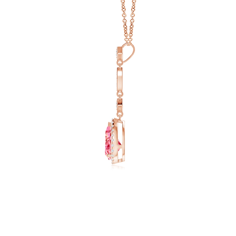 7x5mm Labgrown Lab-Grown Fancy Intense Pink Diamond Teardrop Pendant in Rose Gold side 199