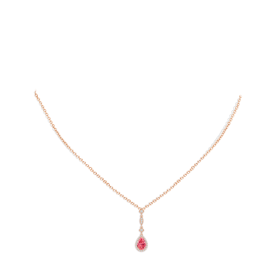 7x5mm Labgrown Lab-Grown Fancy Intense Pink Diamond Teardrop Pendant in Rose Gold pen