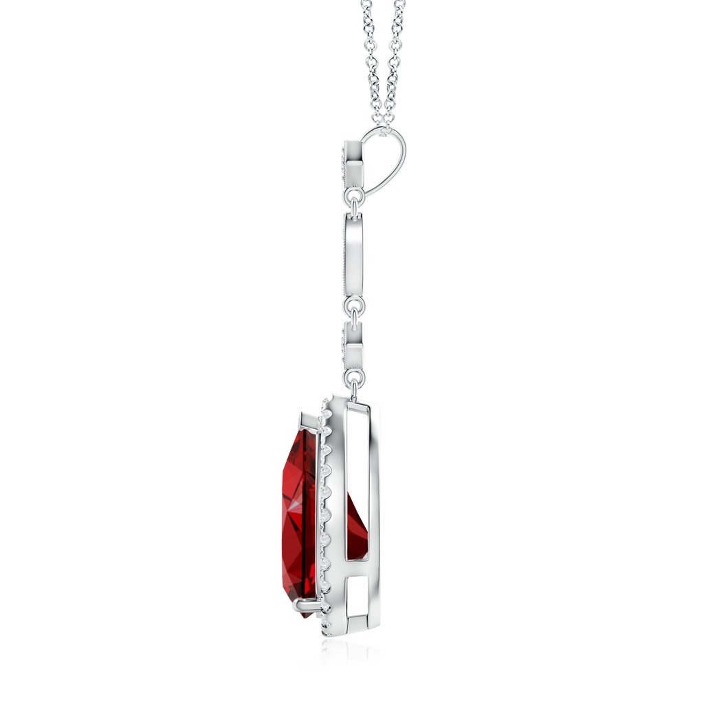 12x10mm Labgrown Lab-Grown Ruby Teardrop Pendant with Diamond Accents in White Gold - side 199