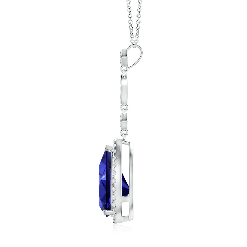12x10mm Labgrown Lab-Grown Blue Sapphire Teardrop Pendant with Diamond Accents in White Gold Side 199