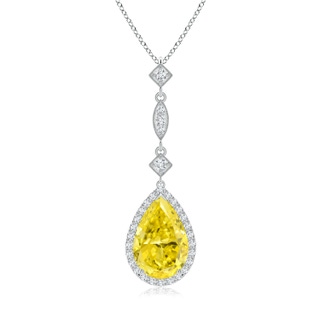 12x8mm Labgrown Lab-Grown Fancy Intense Yellow Diamond Teardrop Pendant in P950 Platinum