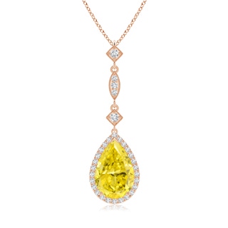 12x8mm Labgrown Lab-Grown Fancy Intense Yellow Diamond Teardrop Pendant in Rose Gold