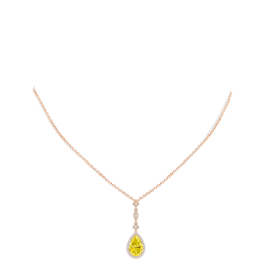 12x8mm Labgrown Lab-Grown Fancy Intense Yellow Diamond Teardrop Pendant in Rose Gold pen
