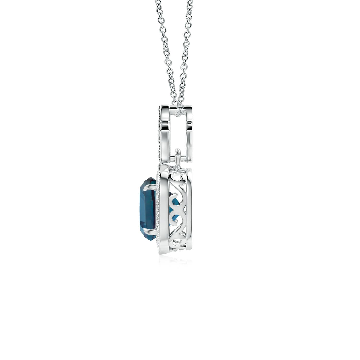 6mm Labgrown Vintage Inspired Cushion Lab-Grown Alexandrite Halo Pendant in P950 Platinum