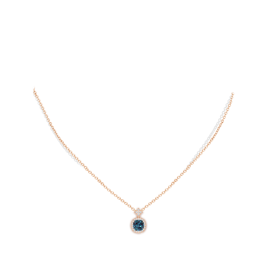 6mm Labgrown Vintage Inspired Cushion Lab-Grown Alexandrite Halo Pendant in Rose Gold pen