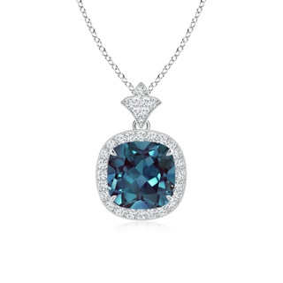 8mm Labgrown Vintage Inspired Cushion Lab-Grown Alexandrite Halo Pendant in P950 Platinum