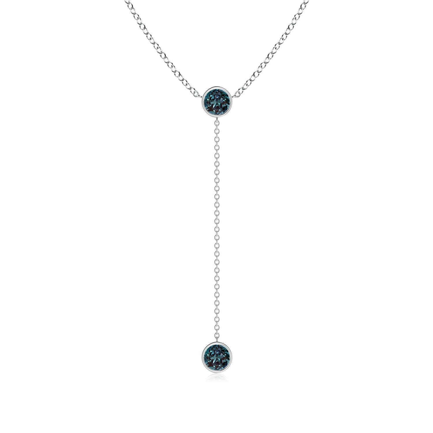 5mm Labgrown Bezel-Set Round Lab-Grown Alexandrite Lariat Style Necklace in P950 Platinum