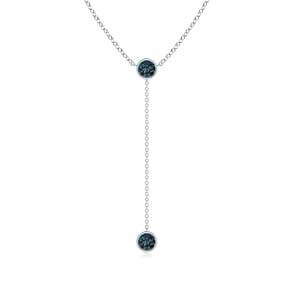 5mm Labgrown Bezel-Set Round Lab-Grown Alexandrite Lariat Style Necklace in P950 Platinum 