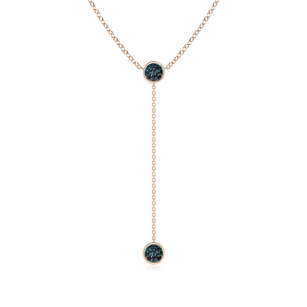 5mm Labgrown Bezel-Set Round Lab-Grown Alexandrite Lariat Style Necklace in Rose Gold