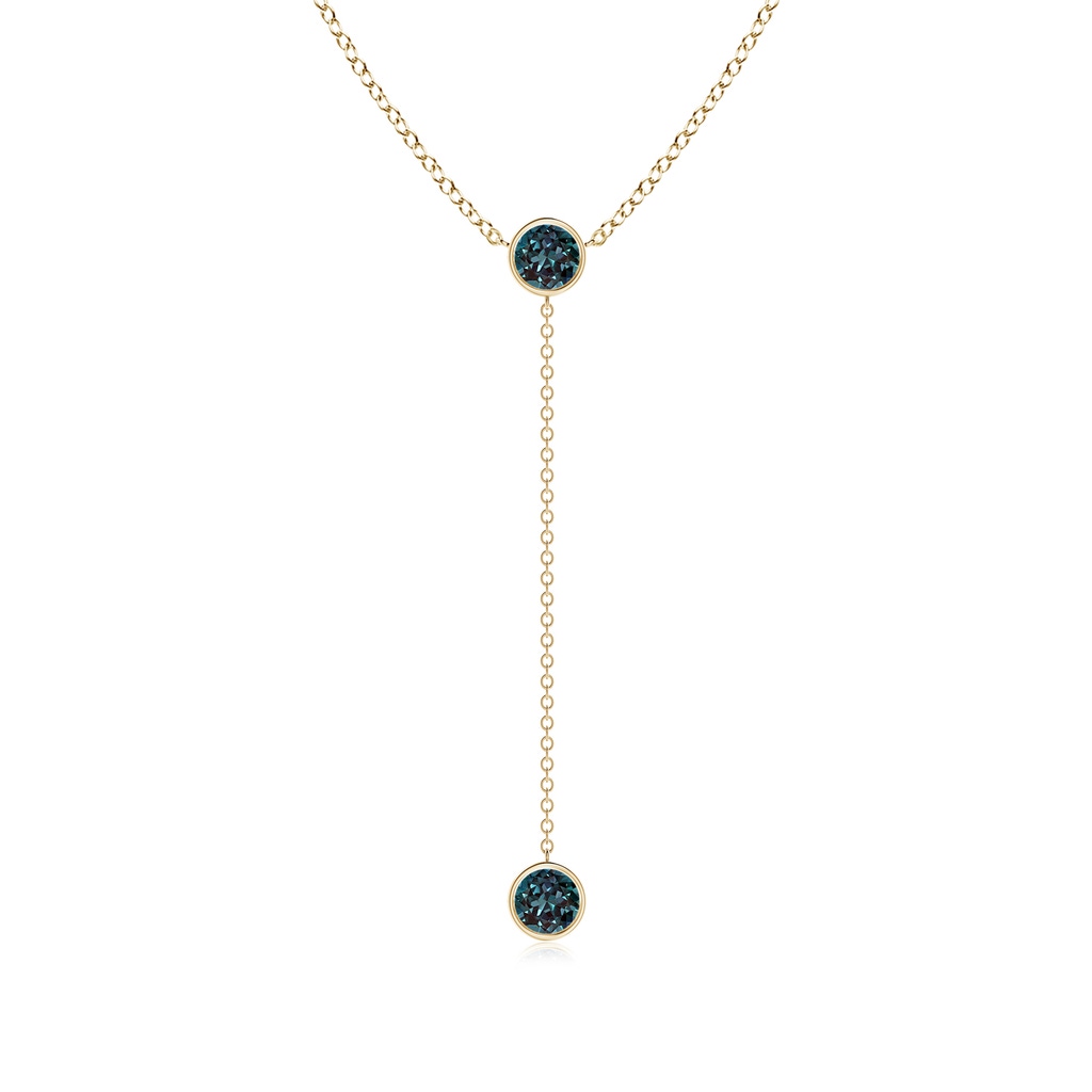 5mm Labgrown Bezel-Set Round Lab-Grown Alexandrite Lariat Style Necklace in Yellow Gold