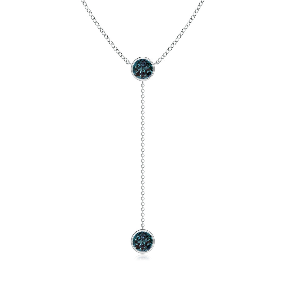 6mm Labgrown Bezel-Set Round Lab-Grown Alexandrite Lariat Style Necklace in P950 Platinum 
