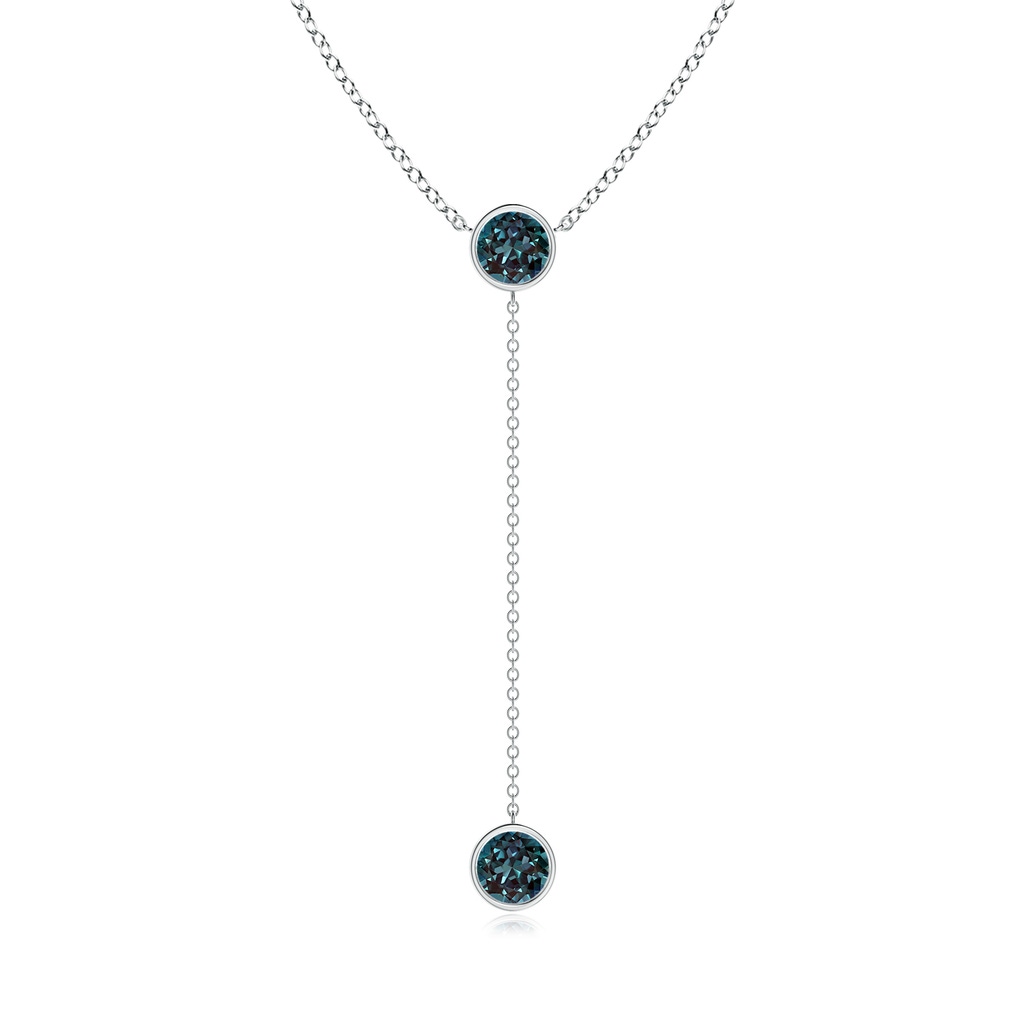 6mm Labgrown Bezel-Set Round Lab-Grown Alexandrite Lariat Style Necklace in White Gold