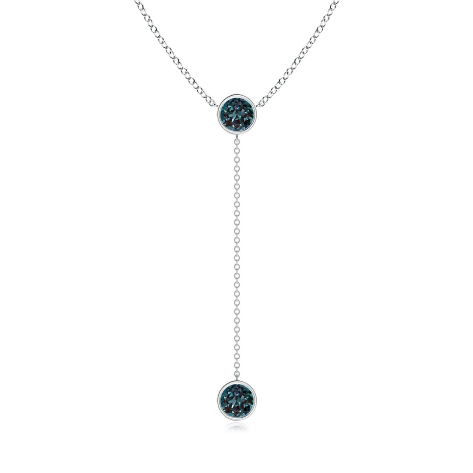 6mm Labgrown Bezel-Set Round Lab-Grown Alexandrite Lariat Style Necklace in White Gold 