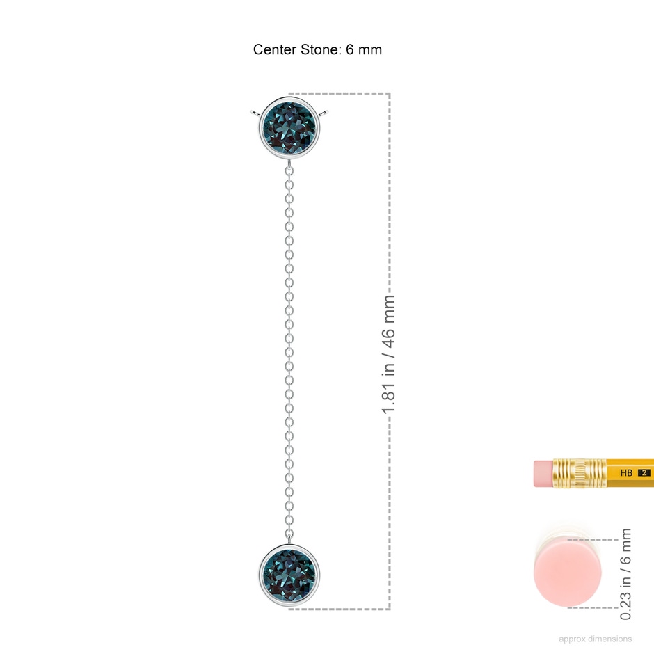 6mm Labgrown Bezel-Set Round Lab-Grown Alexandrite Lariat Style Necklace in White Gold ruler