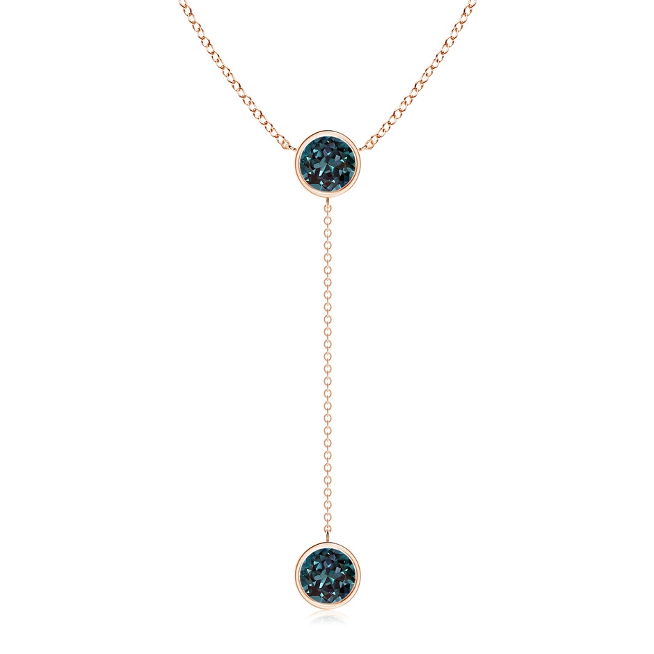 7mm Labgrown Bezel-Set Round Lab-Grown Alexandrite Lariat Style Necklace in 18K Rose Gold 