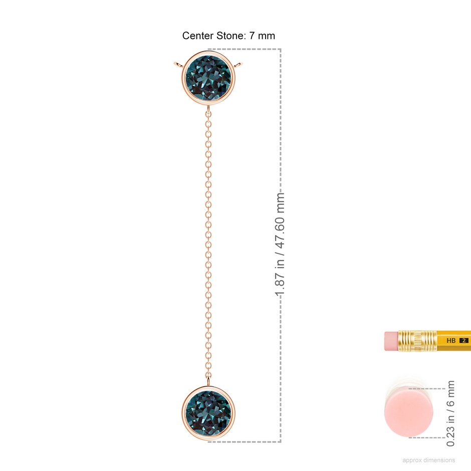 7mm Labgrown Bezel-Set Round Lab-Grown Alexandrite Lariat Style Necklace in 18K Rose Gold ruler