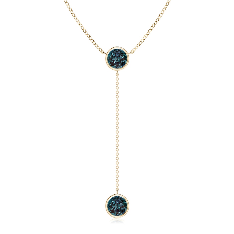 7mm Labgrown Bezel-Set Round Lab-Grown Alexandrite Lariat Style Necklace in 18K Yellow Gold 