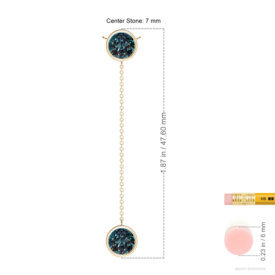 7mm Labgrown Bezel-Set Round Lab-Grown Alexandrite Lariat Style Necklace in 18K Yellow Gold ruler