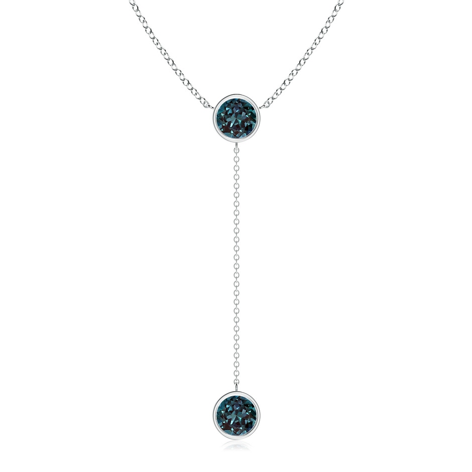 7mm Labgrown Bezel-Set Round Lab-Grown Alexandrite Lariat Style Necklace in White Gold 