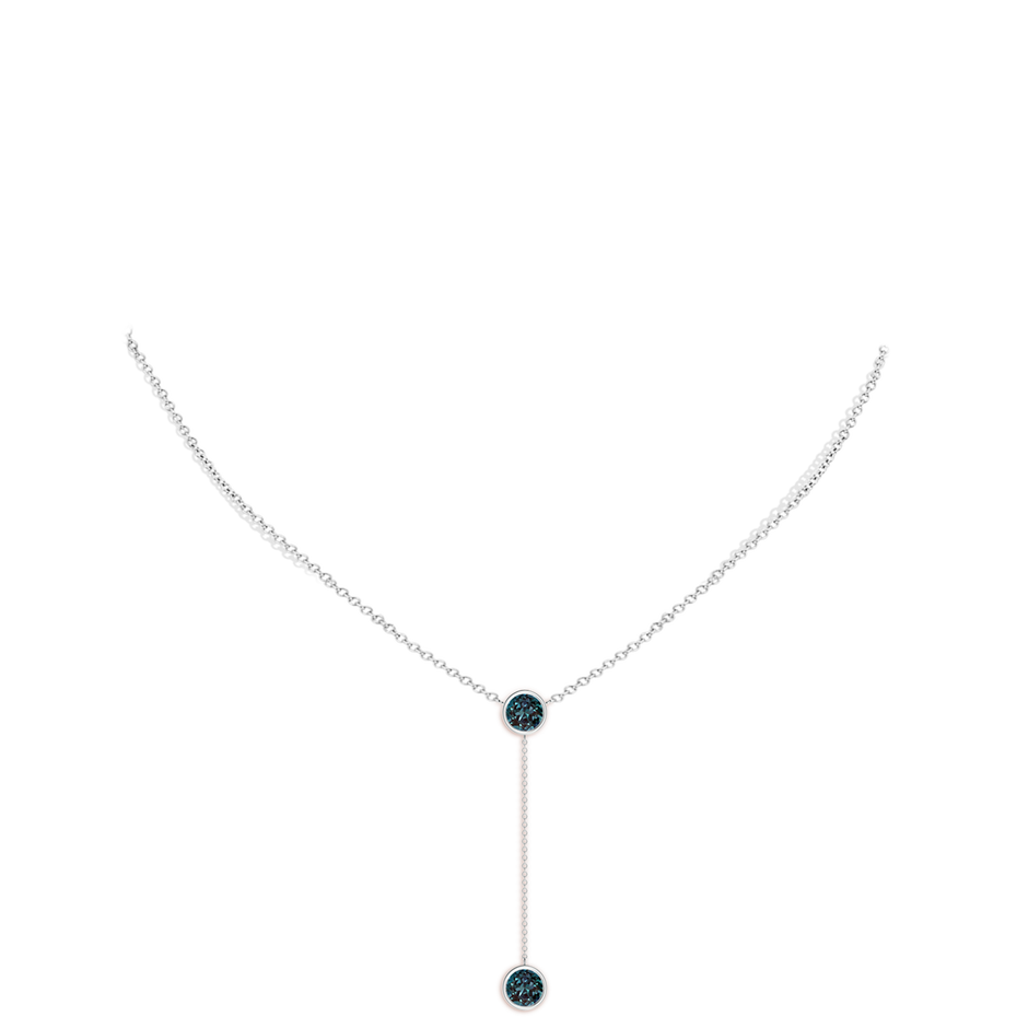 7mm Labgrown Bezel-Set Round Lab-Grown Alexandrite Lariat Style Necklace in White Gold pen
