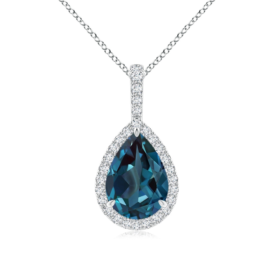10x7mm Labgrown Lab-Grown Alexandrite Teardrop Pendant with Diamond Halo in P950 Platinum 
