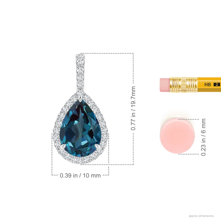 10x7mm Labgrown Lab-Grown Alexandrite Teardrop Pendant with Diamond Halo in P950 Platinum ruler
