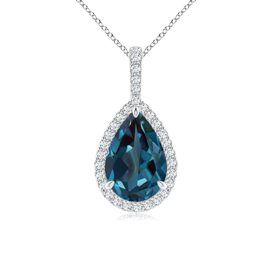12x8mm Labgrown Lab-Grown Alexandrite Teardrop Pendant with Diamond Halo in White Gold 
