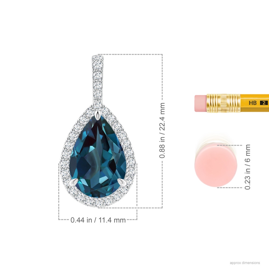 12x8mm Labgrown Lab-Grown Alexandrite Teardrop Pendant with Diamond Halo in White Gold ruler
