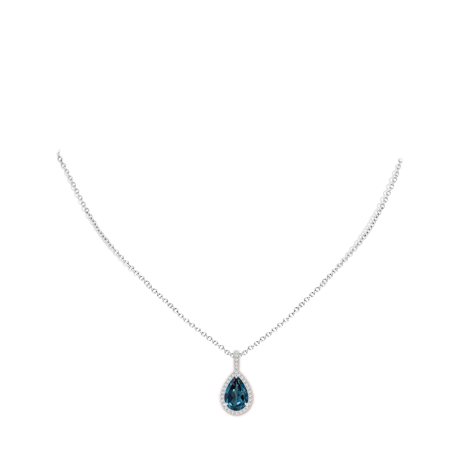 12x8mm Labgrown Lab-Grown Alexandrite Teardrop Pendant with Diamond Halo in White Gold pen